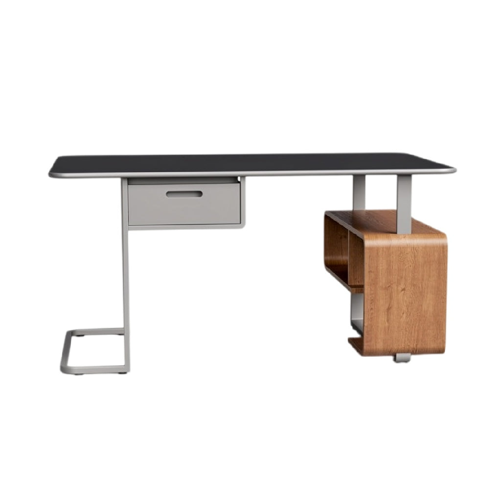 **Moderne bureau met minimalistisch ontwerp en geïntegreerde opbergruimte**